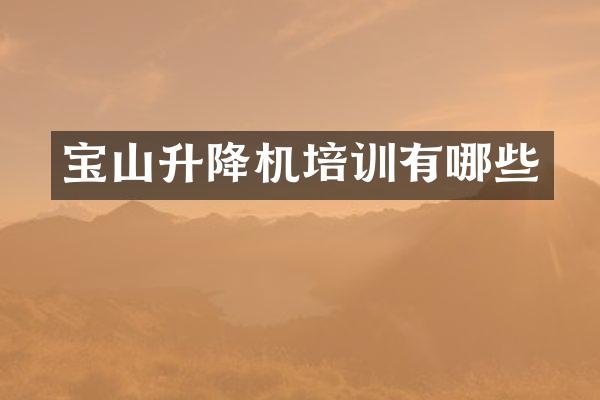 寶山升降機(jī)培訓(xùn)有哪些