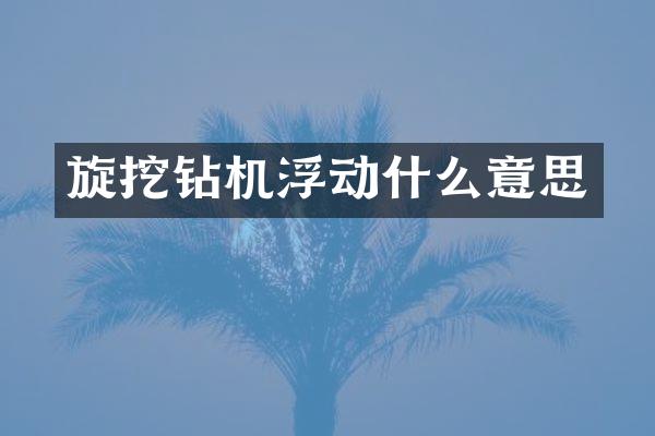 旋挖鉆機浮動什么意思