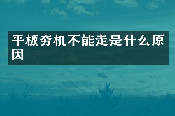 平板夯機(jī)不能走是什么原因