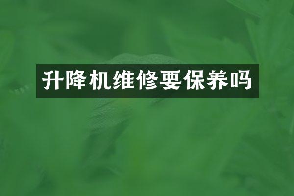 升降機(jī)維修要保養(yǎng)嗎