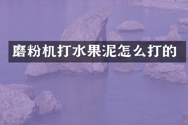 磨粉機(jī)打水果泥怎么打的