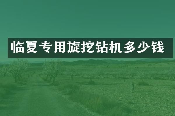 臨夏專用旋挖鉆機(jī)多少錢