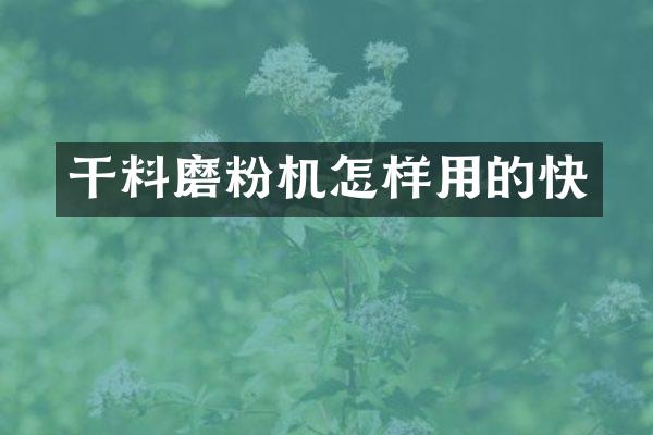 干料磨粉機怎樣用的快