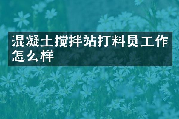 混凝土攪拌站打料員工作怎么樣