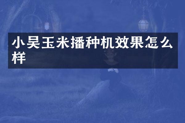 小吳玉米播種機效果怎么樣