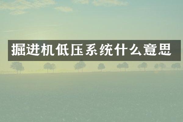 掘進(jìn)機(jī)低壓系統(tǒng)什么意思