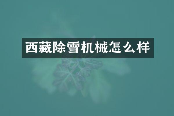 西藏除雪機械怎么樣