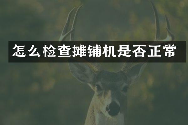 怎么檢查攤鋪機是否正常