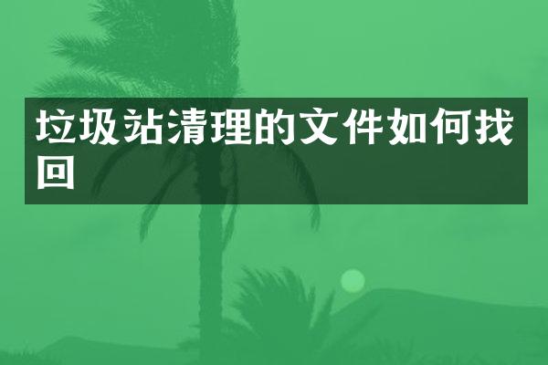 垃圾站清理的文件如何找回