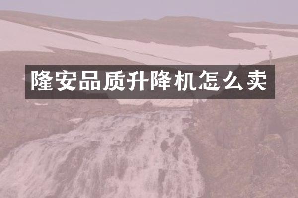 隆安品質(zhì)升降機(jī)怎么賣