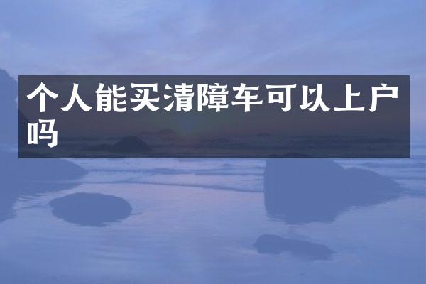 個(gè)人能買(mǎi)清障車可以上戶嗎