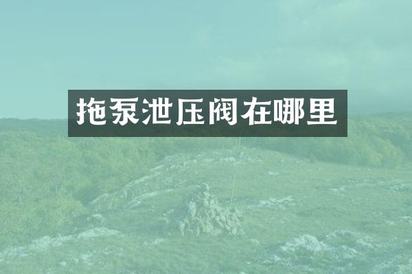 拖泵泄壓閥在哪里