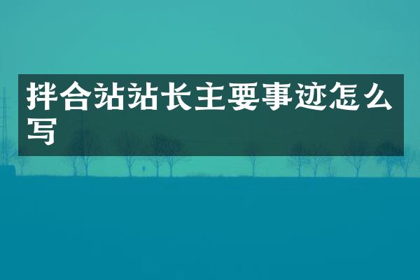 拌合站站長主要事跡怎么寫