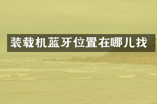 裝載機(jī)藍(lán)牙位置在哪兒找