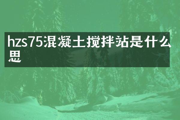 hzs75混凝土攪拌站是什么意思