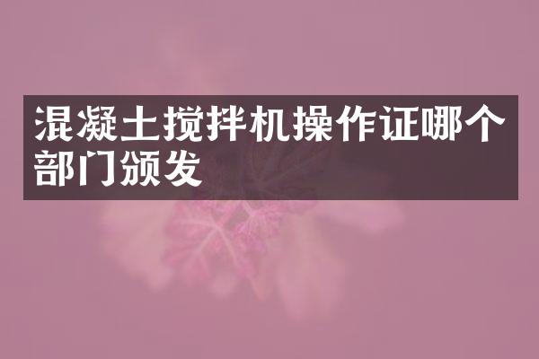 混凝土攪拌機操作證哪個部門頒發(fā)