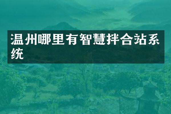 溫州哪里有智慧拌合站系統(tǒng)