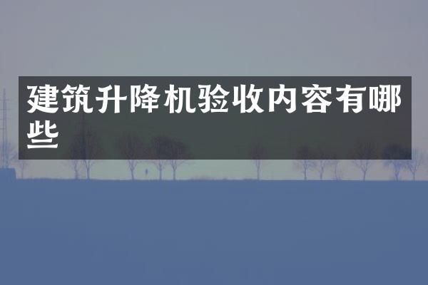 建筑升降機(jī)驗(yàn)收內(nèi)容有哪些