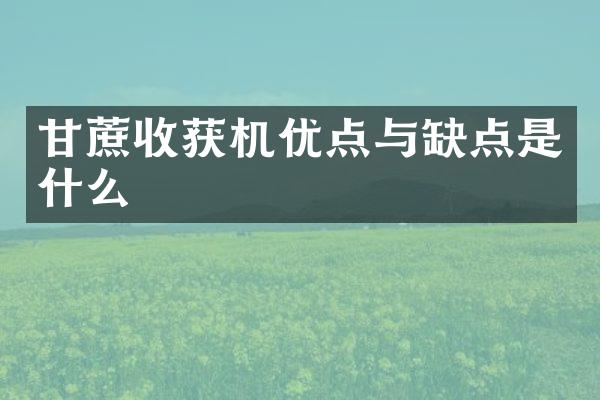 甘蔗收獲機優(yōu)點與缺點是什么