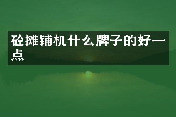 砼攤鋪機(jī)什么牌子的好一點(diǎn)