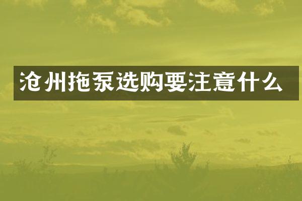 滄州拖泵選購要注意什么