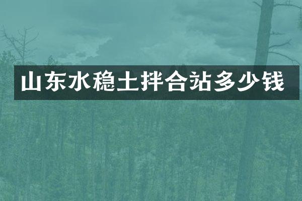 山東水穩(wěn)土拌合站多少錢