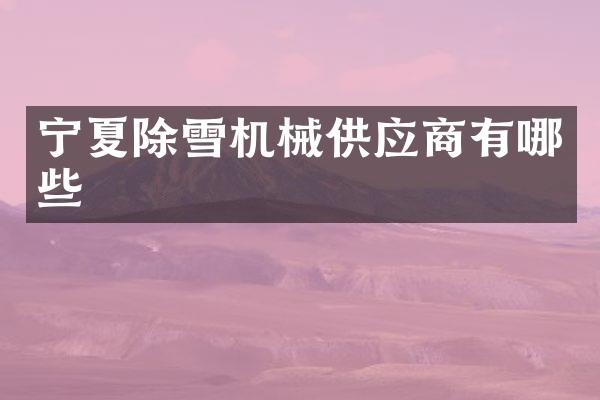 寧夏除雪機械供應商有哪些