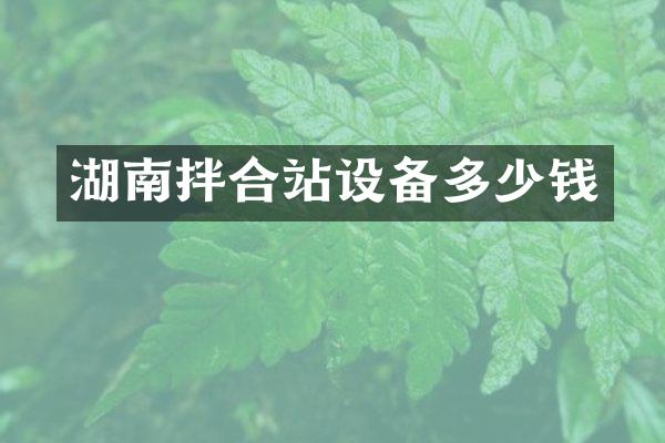 湖南拌合站設備多少錢