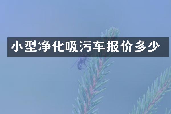 小型凈化吸污車報價多少