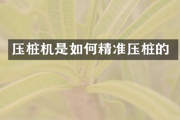 壓樁機(jī)是如何精準(zhǔn)壓樁的