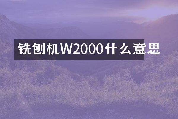 銑刨機W2000什么意思