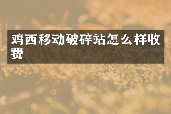 雞西移動破碎站怎么樣收費