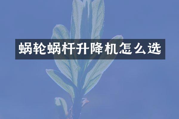 蝸輪蝸桿升降機怎么選