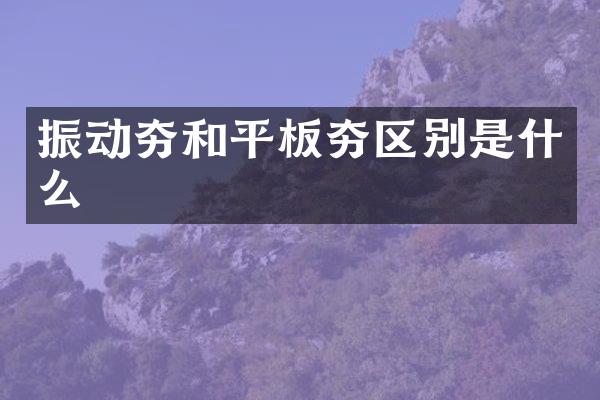 振動(dòng)夯和平板夯區(qū)別是什么