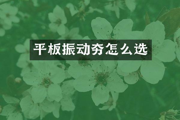 平板振動夯怎么選