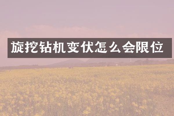 旋挖鉆機變伏怎么會限位