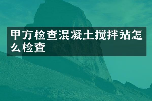 甲方檢查混凝土攪拌站怎么檢查