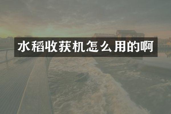 水稻收獲機(jī)怎么用的啊