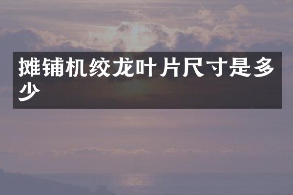 攤鋪機(jī)絞龍葉片尺寸是多少