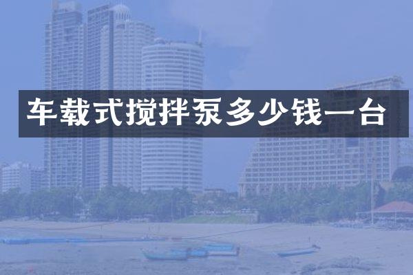 车载式搅拌泵多少钱一台