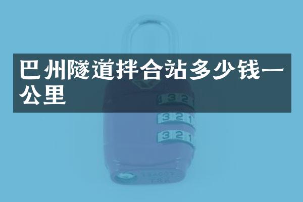 巴州隧道拌合站多少錢一公里