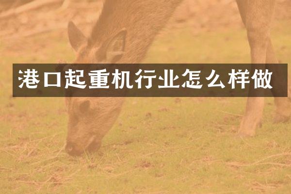 港口起重機(jī)行業(yè)怎么樣做