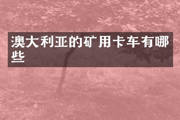 澳大利亞的礦用卡車有哪些