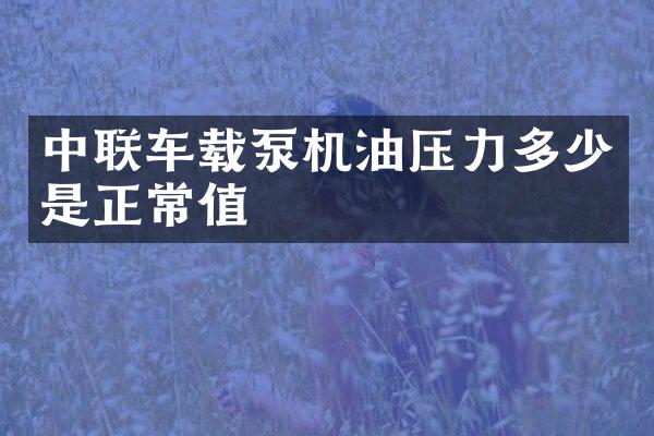 中联车载泵机油压力多少是正常值