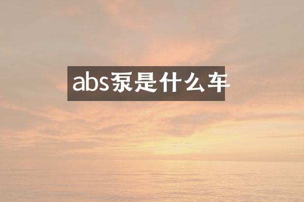 abs泵是什么車