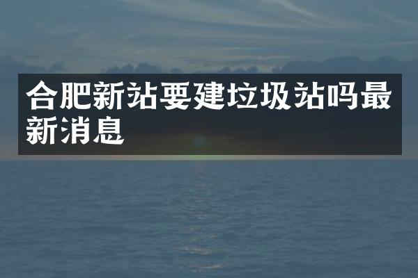 合肥新站要建垃圾站嗎最新消息