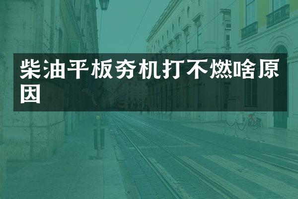 柴油平板夯機打不燃啥原因