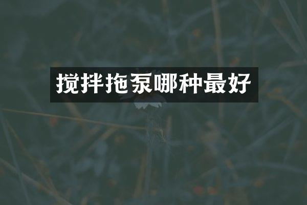 攪拌拖泵哪種最好