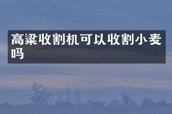 高粱收割機可以收割小麥嗎