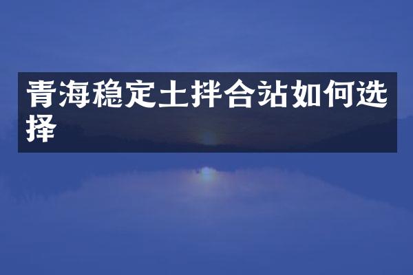 青海穩(wěn)定土拌合站如何選擇